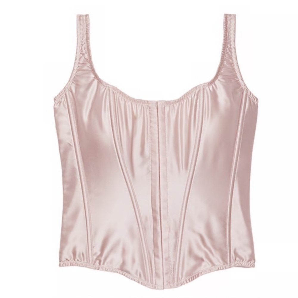 NWT Victorias Secret light Pink lace up Corset MEDIUM